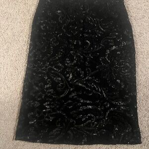 Pure Collection Black Sequin Midi Skirt Party Formal US 4